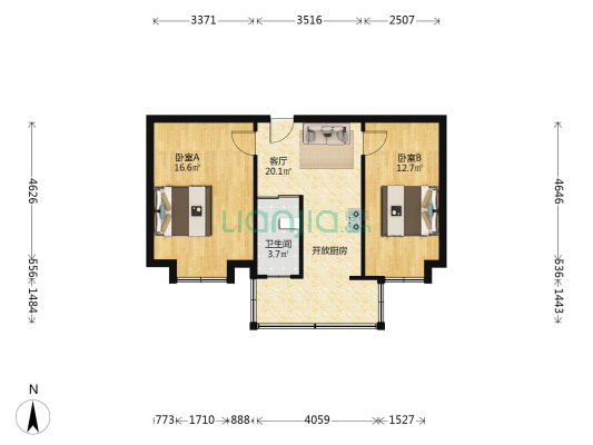 英俊教师楼 2室1厅1卫 64平方