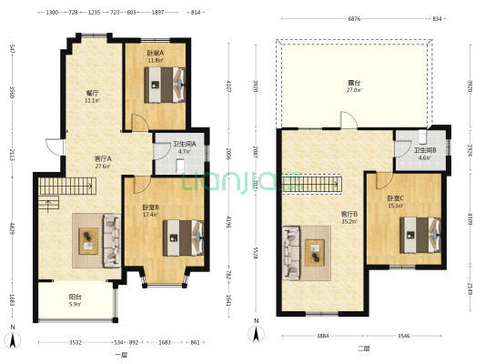 美的.拉德芳斯南区 3室3厅2卫 151平方