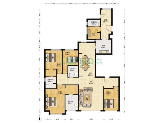 中骏天誉(公寓) 5室2厅4卫 209平方