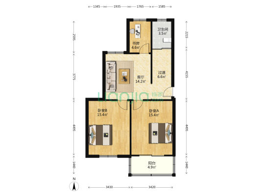 塘桥机械新村 3室1厅1卫 79平方
