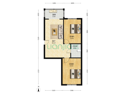 海狮公寓 2室1厅1卫 79平方