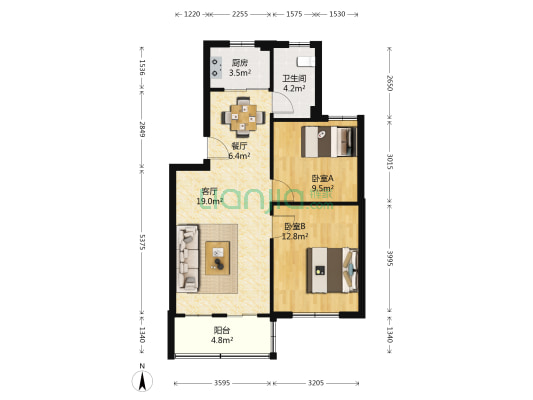 福泉公寓 2室2厅1卫 71平方