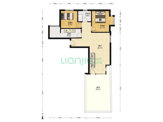 一层带花园 房本满2 出行方便，带装修，拎包入住-户型图