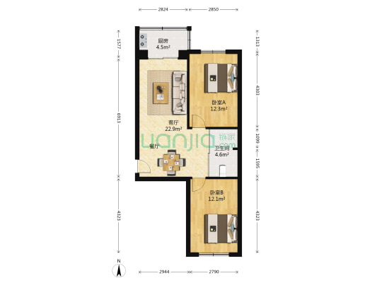 万和顺景 2室1厅1卫 83平方