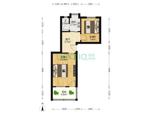 鲁班庙 2室1厅1卫 46平方