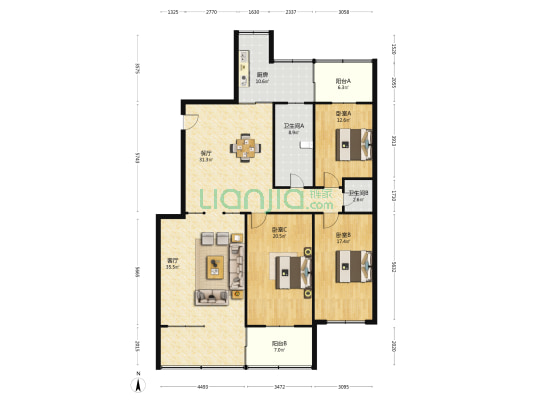 农业发展银行家属院（山字石） 3室2厅2卫 170平方