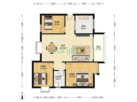 东雅园 3室1厅1卫 97平方