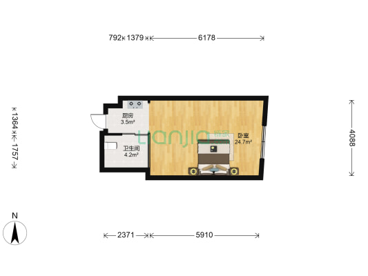 盈锋丽骏豪庭 1室0厅1卫 52平方
