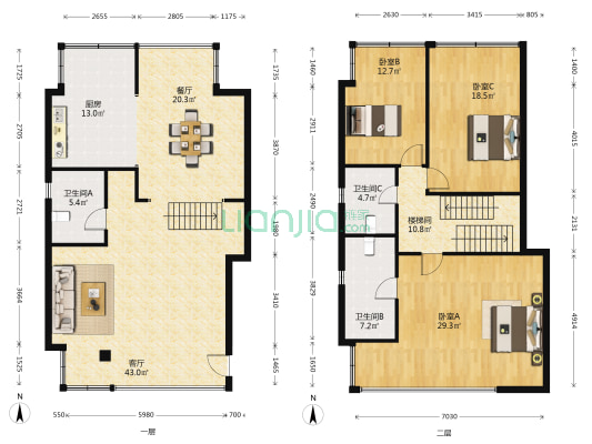 盈标花园 3室2厅3卫 186平方