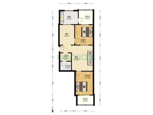 光明小区 2室2厅1卫 88平方