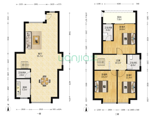 时代美居 3室1厅3卫 150平方