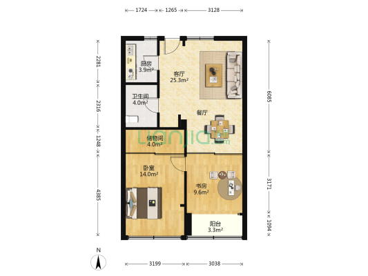 假日苑 2室1厅1卫 82平方