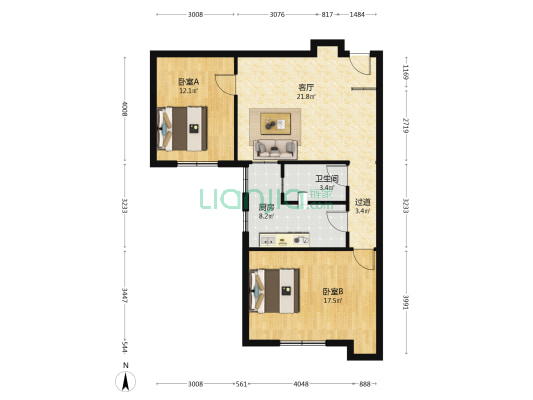 金叶大厦 2室1厅1卫 90平方