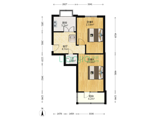 和平北路新屯巷3号院 2室1厅1卫 57平方