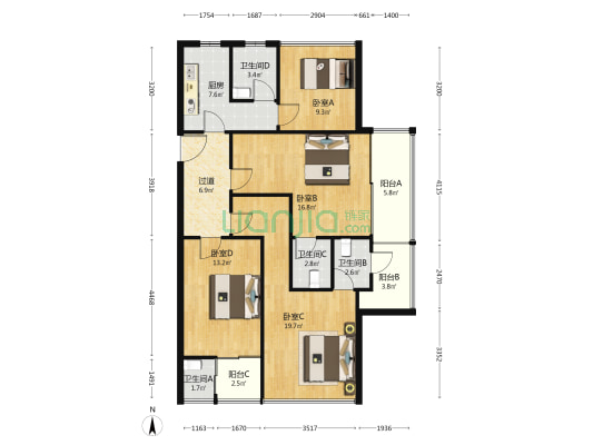 杜湖名庭 4室0厅4卫 122平方