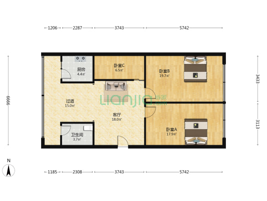 蓝鲸路101号石桥建司 3室1厅1卫 102平方