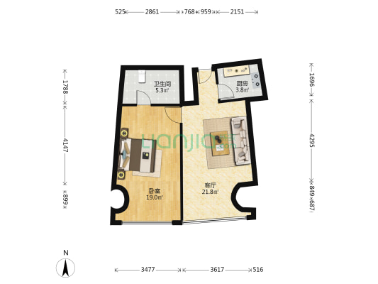 长河国际公寓 1室1厅1卫 99平方