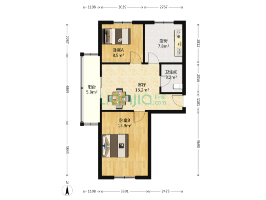 泡崖四区 2室1厅1卫 62平方