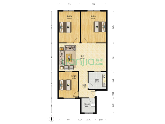 供销新村 3室1厅1卫 138平方