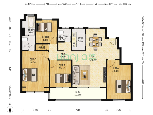 万科天一玖著 4室1厅3卫 140平方