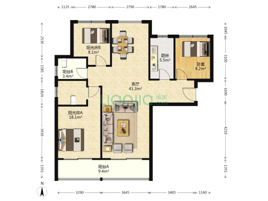 丽景国际 1室1厅0卫 108平方