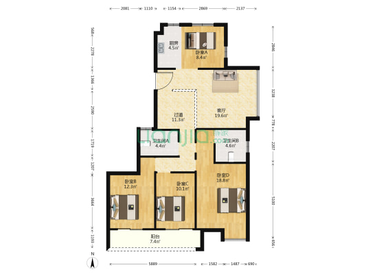 兴吕锦园 4室1厅2卫 110平方