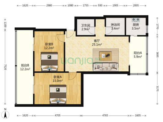 西安北路三巷5号 2室1厅2卫 78平方