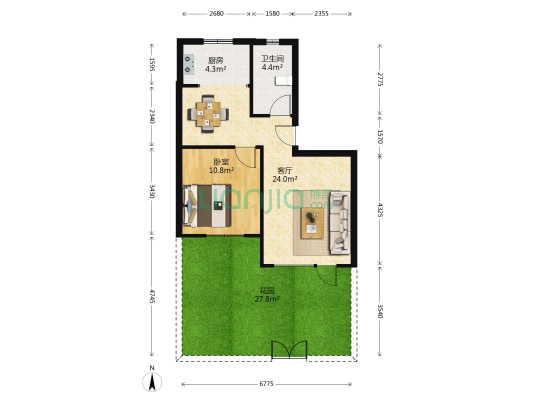 香悦山 1室1厅1卫 60平方