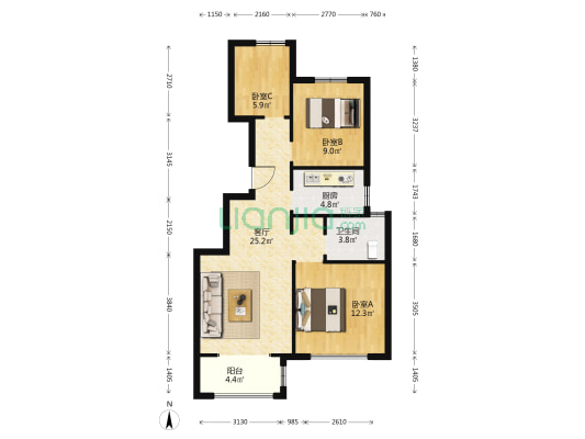 碧樾园 3室1厅1卫 92平方