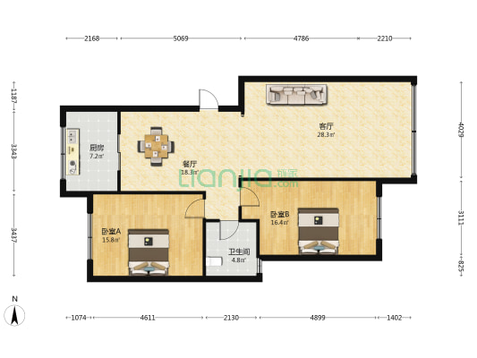 三清山大道陶瓷市场 2室2厅1卫 113平方