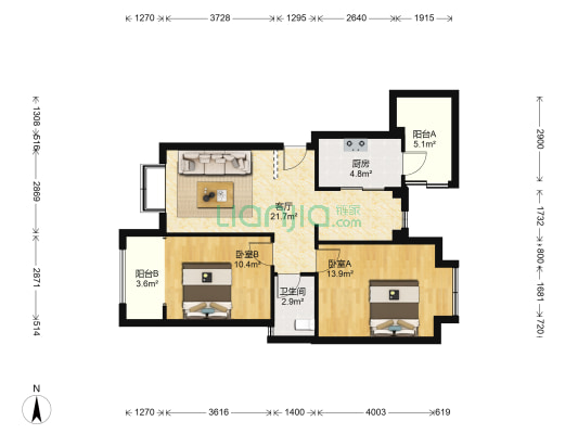 鹭岛之星 2室1厅1卫 76平方