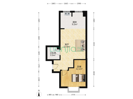 河畔经典花苑 1室1厅1卫 68平方