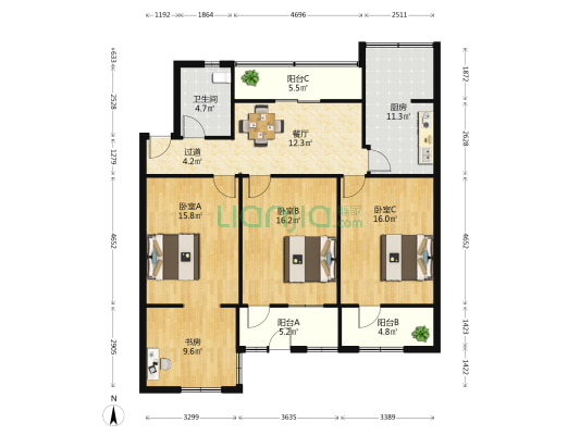 社科联宿舍 4室1厅1卫 101平方