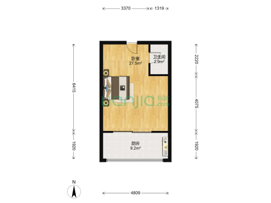 尚东辉煌城 1室0厅1卫 58平方