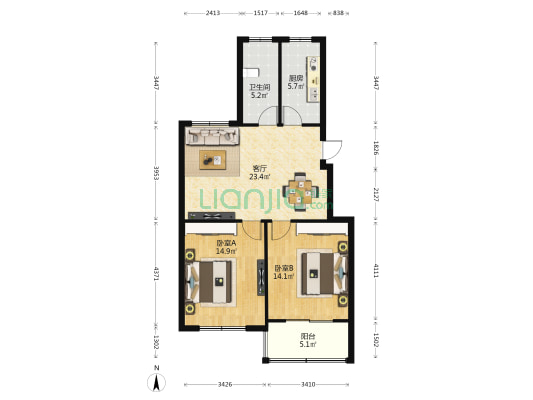 青溪新村北区 2室1厅1卫 80平方