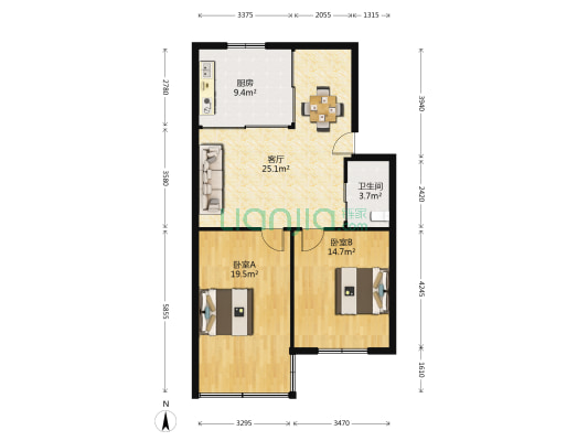 金蟾二组团 2室1厅1卫 86平方