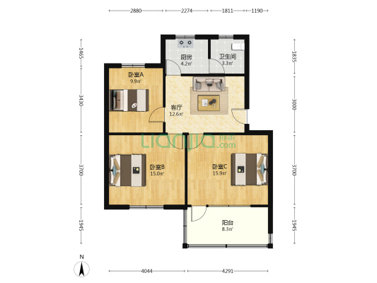 潘南西路8号 3室1厅1卫 82平方