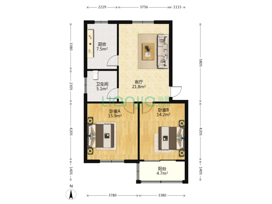 弘建小区 2室1厅1卫 85平方
