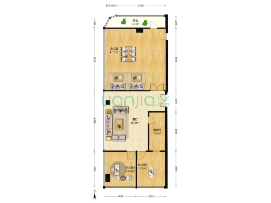 南湖花园广场 3室1厅0卫 166平方