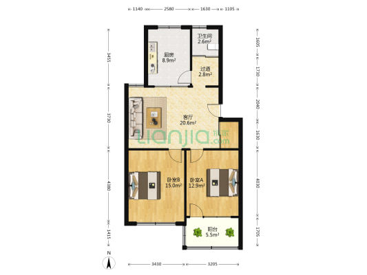 交通局工程队宿舍 2室1厅1卫 112平方