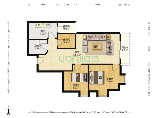 聚龙湾 2室1厅1卫 96平方