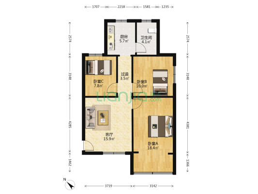 光荣西路71号 3室1厅1卫 80平方
