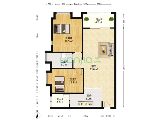 ICC天曜 2室1厅1卫 103平方