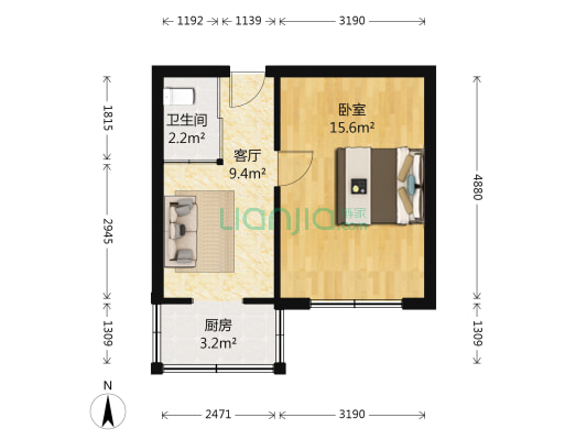 印江南里 1室1厅1卫 37平方