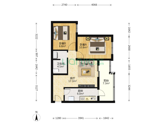 碣石坪 2室1厅1卫 75平方