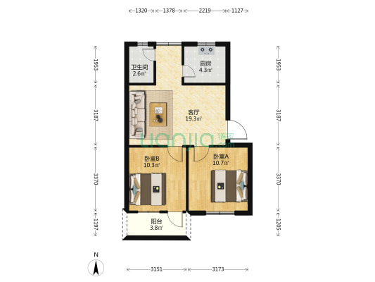 南宁广发重工集团有限公司城北生活区 2室1厅1卫 65平方
