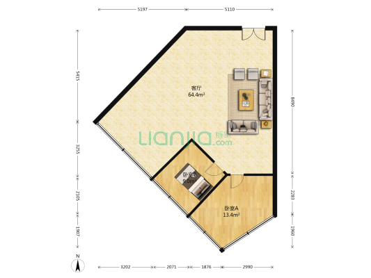 金源CBD现代城 2室1厅0卫 120平方