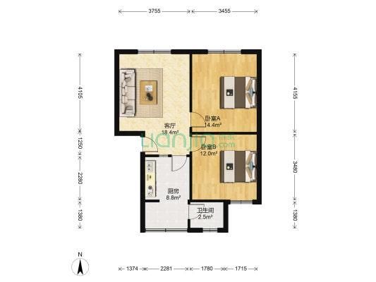 五四小区 2室1厅1卫 69平方