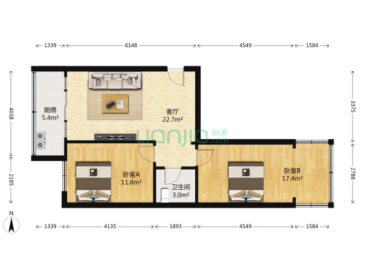 六四一三嘉苑 2室1厅1卫 77平方