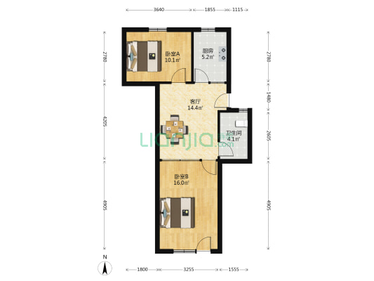 罗阳四村(恒德花苑) 2室1厅1卫 62平方